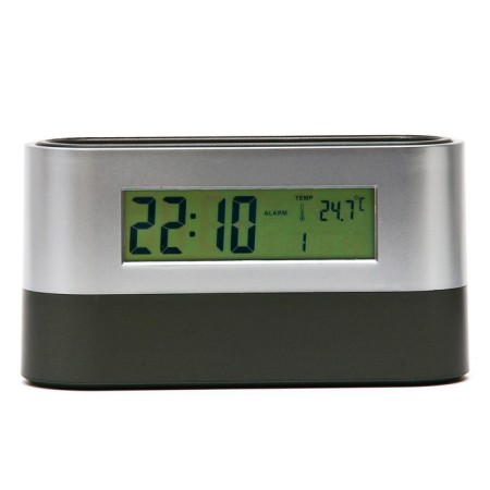 Clock - desktop organizer: alarm clock, thermometer, calendar, 15.1 x 4.7 cm, 2aa-1
