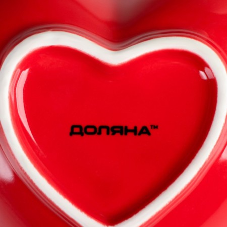 Ceramic Daramic Saladnik "Heart", 130 ml, 12.5 × 11.5 cm, red color-3