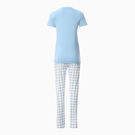Female homemade set (sweatshirt and trousers), blue color, size 46-11