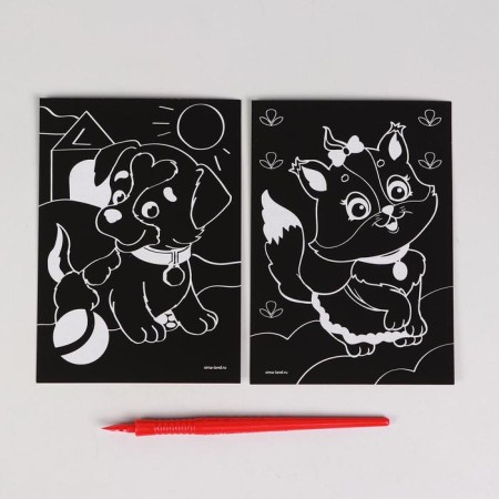 Engravings for kids "cat and dog" A6, 2 pcs.-3