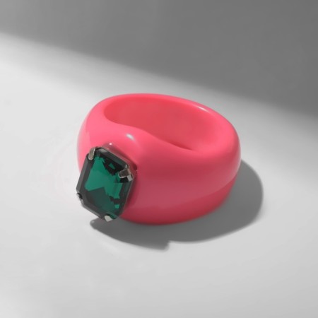 Ring "Shine" one insert, green-pink color, size 18-3
