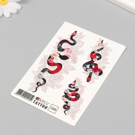 Tattoo on the body "Flower snakes" 10x15 cm-1