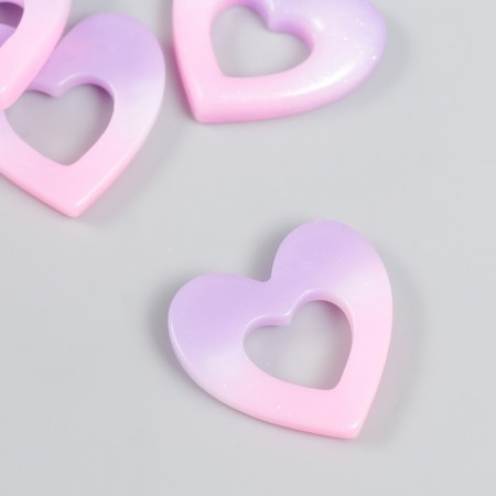 Decor for creativity plastic "Heart gradient" lilac-pink 2.7x2.9 cm-1