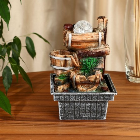 Fountain "barrels on the logs" 13x13x21 cm (with backlight)