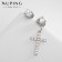 Earrings with rhinestones Xuping Cross Greatness, white color in silver