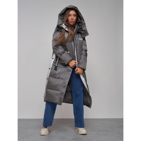Coat insulated winter female, size 42, dark gray color-18