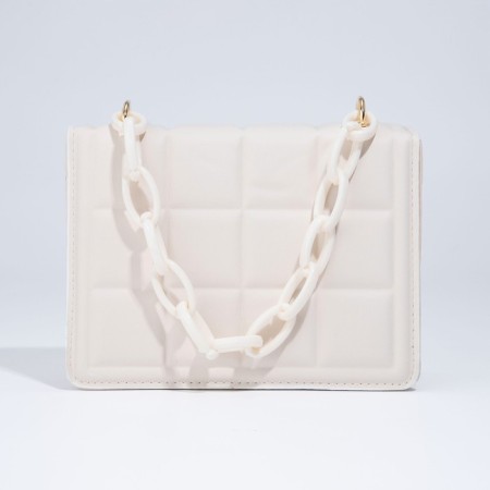 Bag women of artificial leather messenger with a chain, 14 × 20 cm, milk color-5