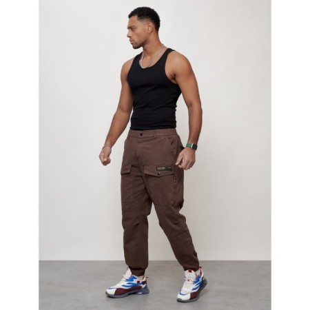 Cargo jeans men, size 56, brown color-7