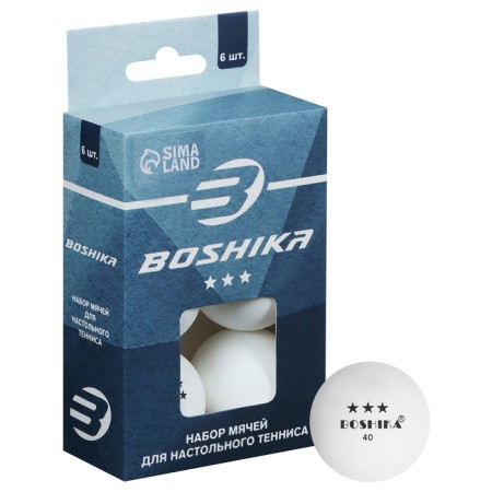 A set of balls for table tennis Boshika, D = 40 mm, 3 stars, 6 pcs., White color-2