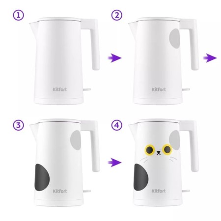 Electric KitFort KT-6185 kettle, 1.7 l, 2200 watts, white-1