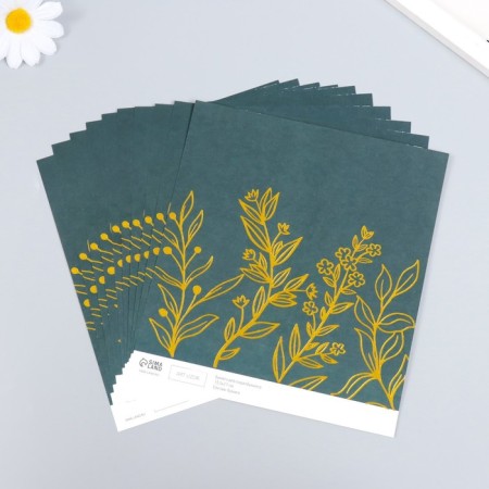 Scrapbooking paper gold "plant" density 180 g 15.5x17 cm-3