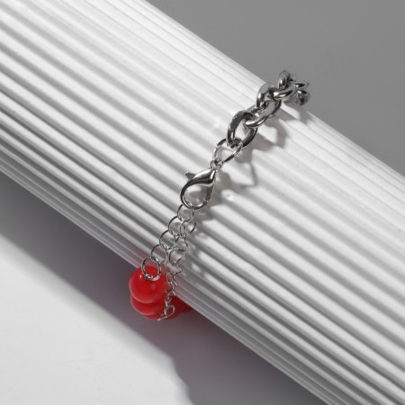 Bracelet "Butterfly" field, red color in silver, l = 16 cm-4