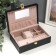 Casket to the leatherette for jewelry "with sequins" black 7.5x22x15 cm