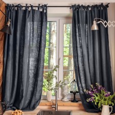 A set of curtains d/kitchen with Etel Linen Collection, Grey, 145x180cm-2 pcs.