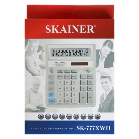 Desktop calculator (large accounting) 12-bit, Skainer SK-777XWH, double power, 157 x 200 x 32 mm, white-4