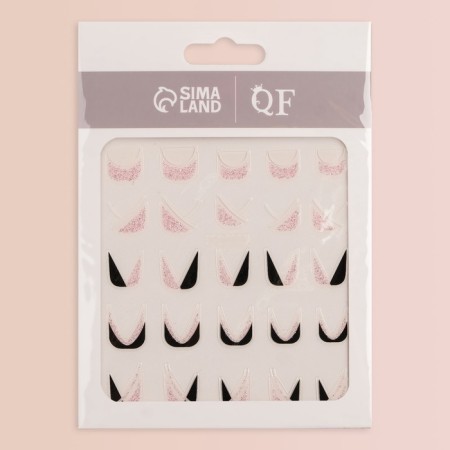 Nail stickers "delicate jacket", white/pink/black color-2