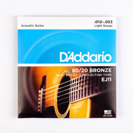 Strings for the acoustic guitar Light 12-53 d`addario ej11 Bronze 80/20, bronze