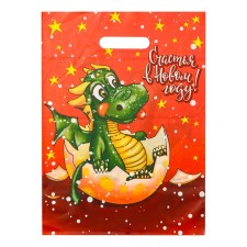 Polyethylene package with a trim “Happiness in the new year, with stars”, 30x40 cm, 50 μm