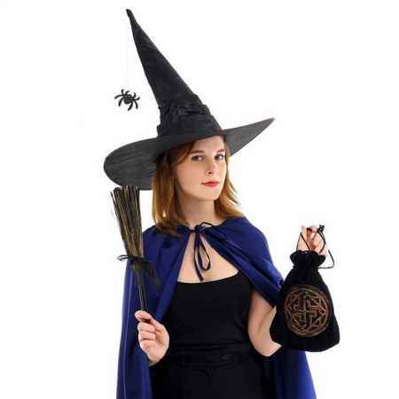 Carnival set "Magic", black hat, broom, bag-1