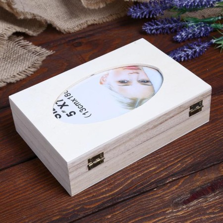Casket wood for painting with a photo frame 10x15 cm "Rectangular" 5x12.2x18.3 cm-8