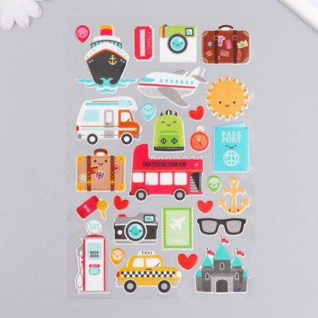 Plastic sticker "City Transport/Travel" with sparkles of mix 14x25 cm-2