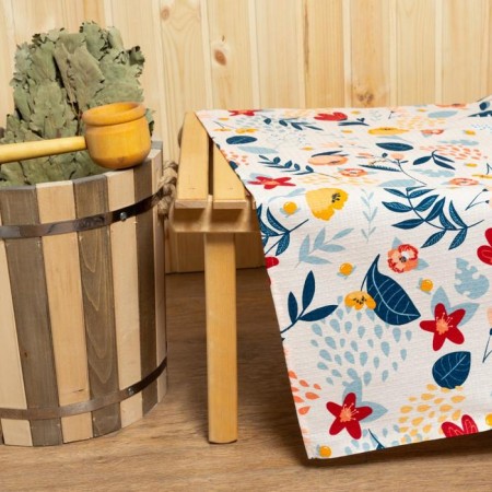 Bath sheet "Flower Field" 150x180 ± 5 cm, 100% cotton, waffle canvas, 160 g/m2