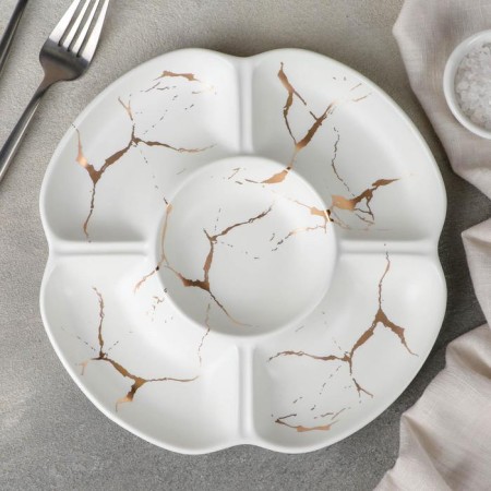 Porcelain Mengoritsa 5 cells "Marble", 22.8 × 2.2 cm, white color-1