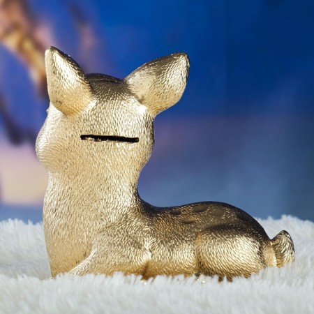 New Year's piggy bank "deer" gold 17x10x18cm-2