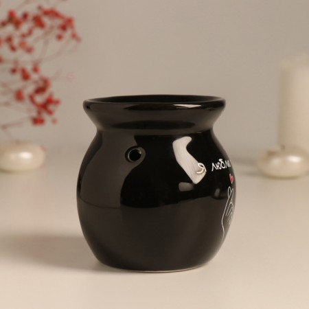 Aroma lamp ceramics "I love myself" black 7.2x7.2x7.8 cm-3