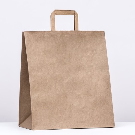 Paper package, flat handle of Kraft 32 x 20 x 38 cm, 90 g/m²