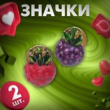 Set of badges (2 pcs.) “Berries” raspberries and blackberries, color in gold