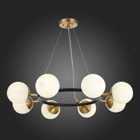 Suspended EVOLUCE lamp. Sle220403-08. Forli. 8x60 watts, E27, 75x75x18 cm, black color, brass-2