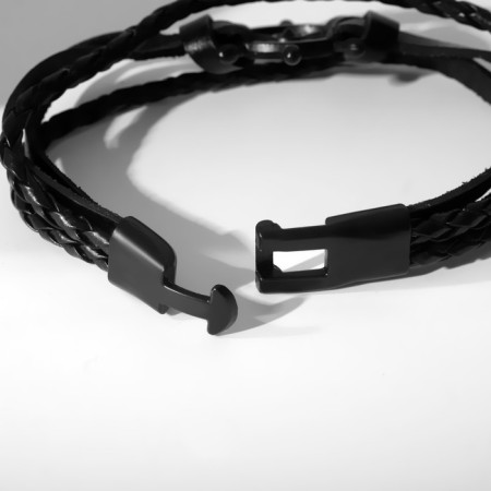 Male “Double” helm bracelet, black color with ferrous metal, 21 cm-2