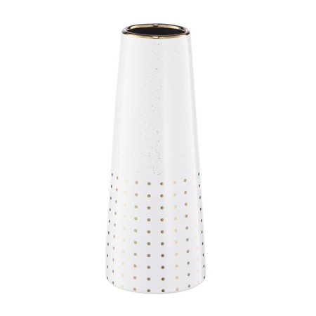 Decorative vase "Art Deco", 10 × 10 × 25 cm, white color with gold-1