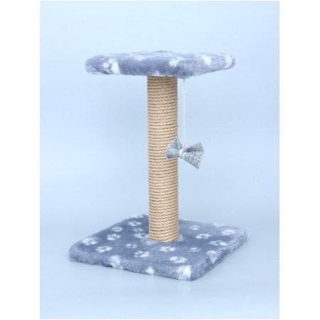 Clawing "shelf" with a stand, 30 x 30 x 40 cm, jute, gray with paws-4