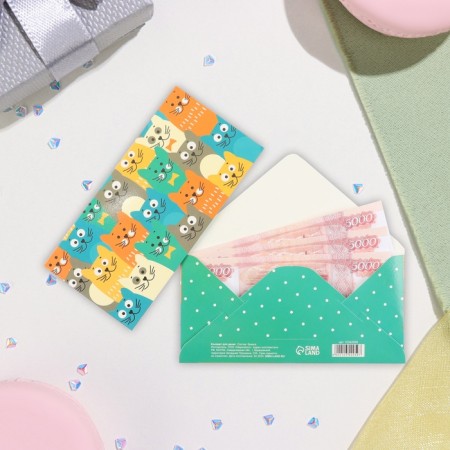Money envelope "Universal" cats, 16.5x8 cm-1