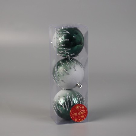 Set of balls plastic D-8 cm, 3 pcs "Axell" green-white-1