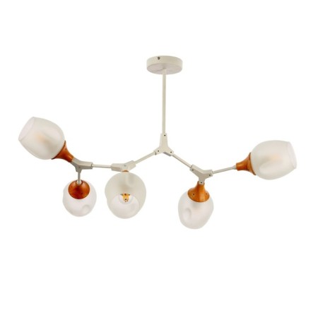 Ceiling EVOLUCE lamp. Sle113502-05. Ciotolla. 5x60 watts, E27, 92x59x50 cm, white color, light wood-4