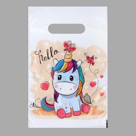 Package "Hello Unicorn", polyethylene. with a cut with a pen, 20 x 30 cm, 30 μm set 20 pieces