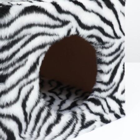 Cat house with a claw, square, 3x-storey, 35 x 45 x 75cm, carpet, zebra-3