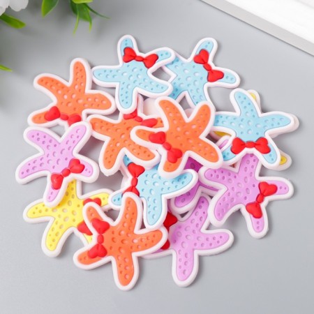 Decor for creativity rubber "Sea star with a bow" set 16 pcs MIX 3.5x3.5 cm-1