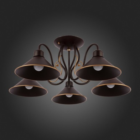 Ceiling EVOLUCE lamp. Sle120402-05. Ciolla. 5x60 watts, E27, 66x66x24 cm, dark -brown color-4