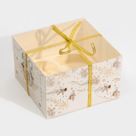 The box for the “white-golden” cupcake, 16 x 16 x 10 cm, New Year-3