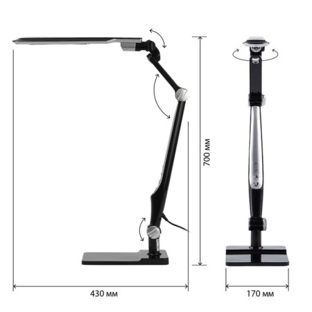 NLED-497-12W-BK desktop lamp on the clamp and with the base of black-2