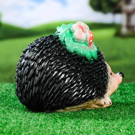 Garden figure "Hedgehog with mushrooms" new 28x20x18cm-2