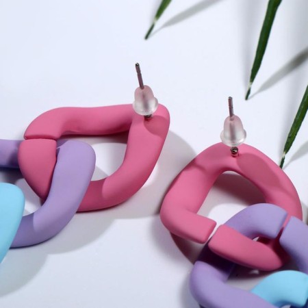 Earrings Plastic "Chain" gradient in cold colors, color-2
