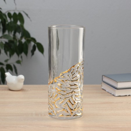 Vase Glass “Milagro” Patterns of the bottom, 24x10 cm, transparent-1