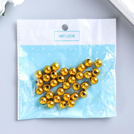 Beads for creativity plastic "yellow gold" set of 20 g 1x1 cm-2