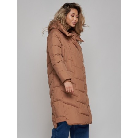 Coat insulated winter female, size 48, brown color-1