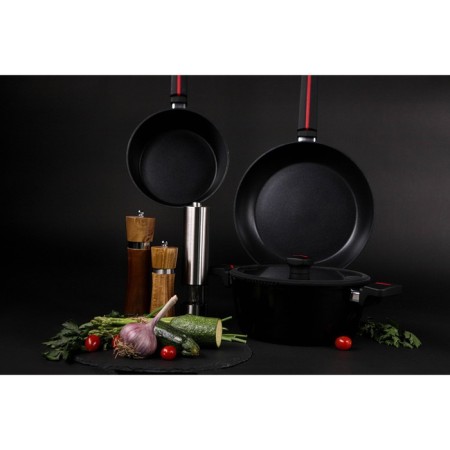 Magistro flame pan, d = 28 cm, h = 7.5 cm, with a glass lid, a Soft-Touch handle, anti-stick coating, induction-9